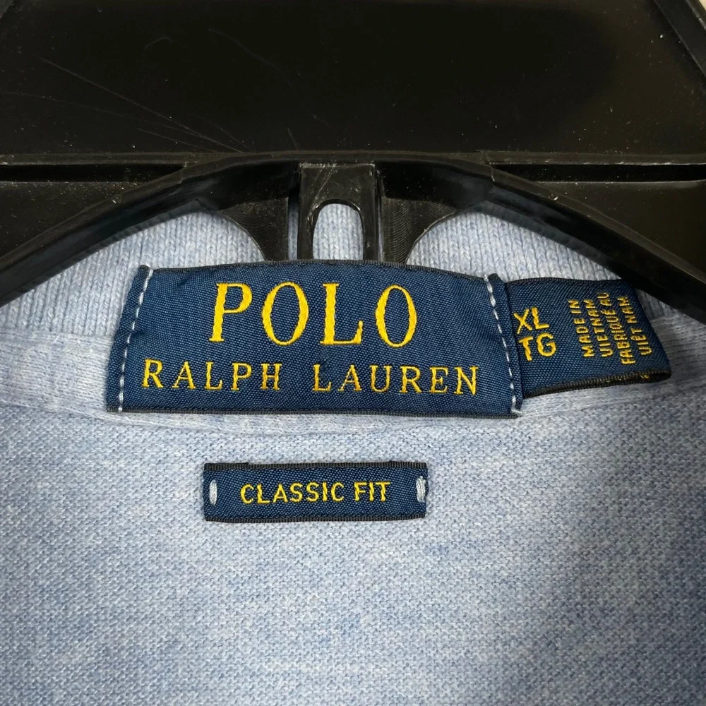 Polo Ralph Lauren Shirt Mens XL Blue Black Pony Classic Fit Short Sleeve Office